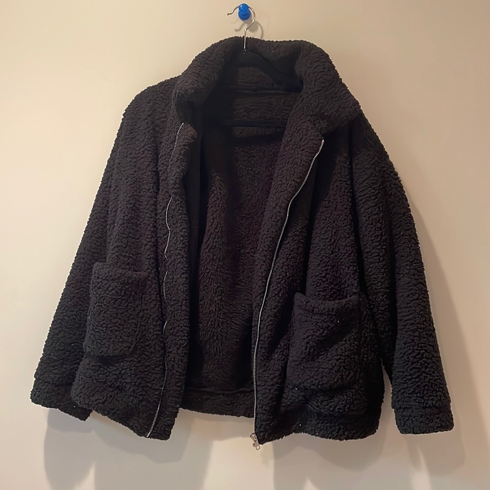 Oversized Black Sherpa Jacket